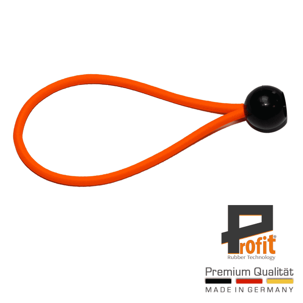 Expanderschlinge mit Kugel 200mm Neon Orange | Spanngummi | Expanderschlingen | Zeltgummi | Profit Rubber Technology