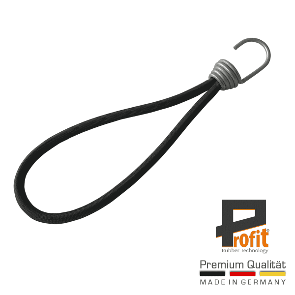 Expanderschlaufe mit Edelstahl Spiralhaken 450mm | Expanderschlingen | Spanngummis | Zeltgummi | Planengummi | Profit Rubber Technology