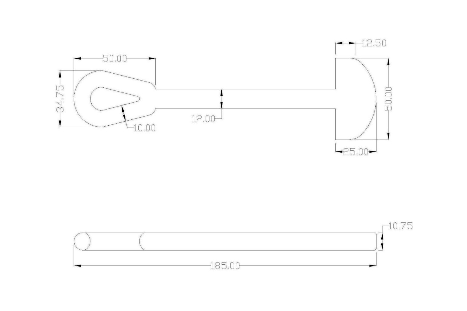 Nahansicht eines 185 mm langen EPDM Gummistroppens in Schwarz