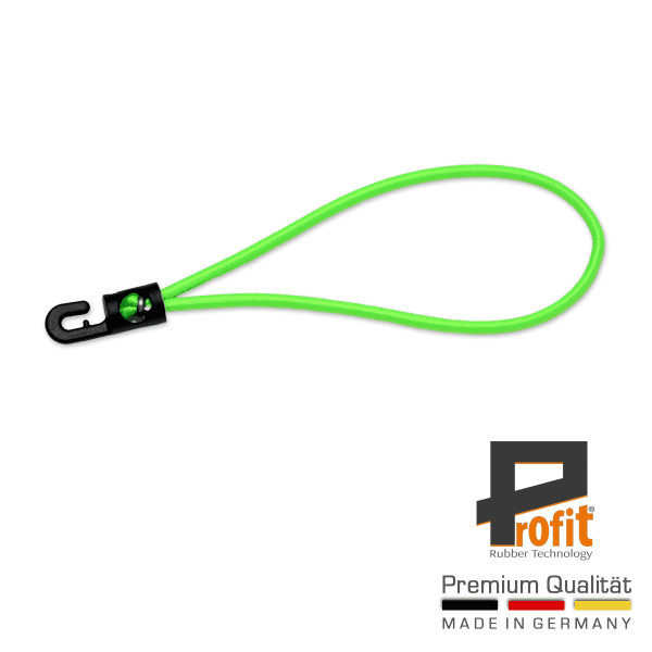 Expanderschlinge mit Kunststoffhaken 230mm | Neon Grün | Neongrün | Expandergummi | Planengummi | Profit Rubber Technology